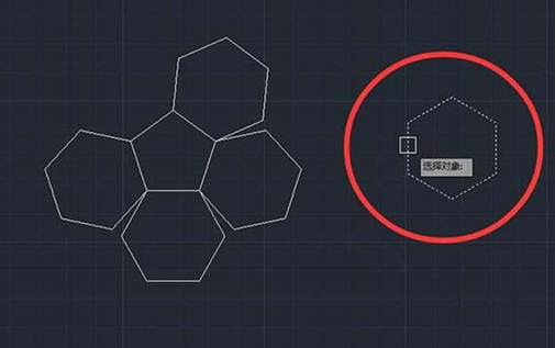 CAD多個六邊形對齊的方法